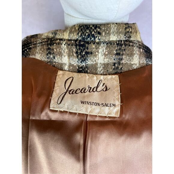 Vintage 1950s Plaid Wool Outer Coat Mod MCM Mad Men - Picture 6 of 10